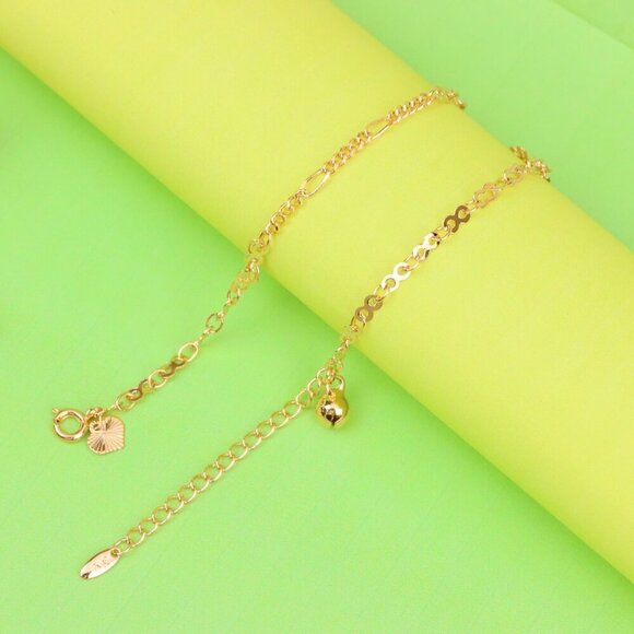 "Rose Gold Anklet with Floral & Charm Accents, XPAL1059 - Picture 9 of 12